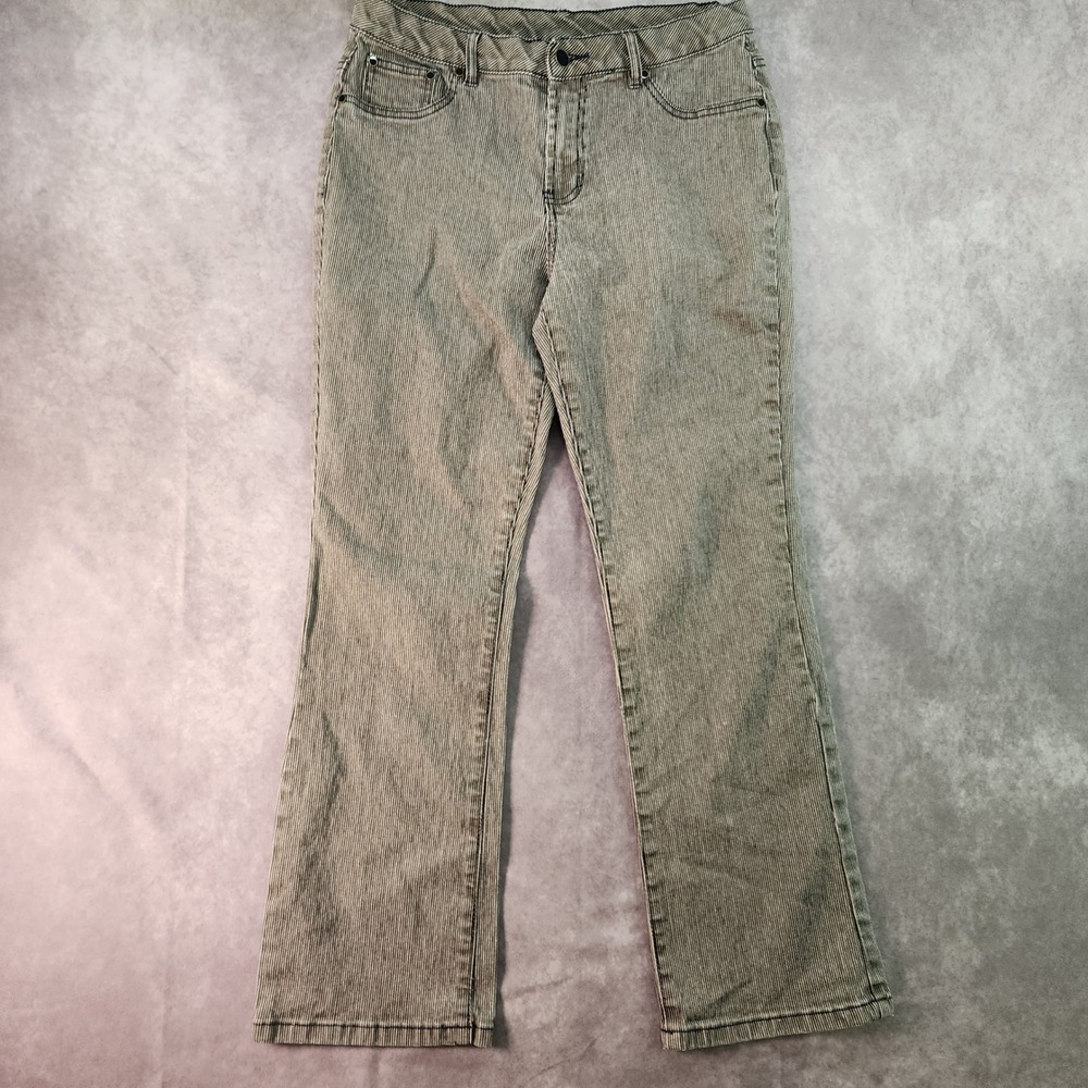 DG2 by Diane Gilman Women's Gray Striped Bootcut‎ Jeans Denim Size 10P